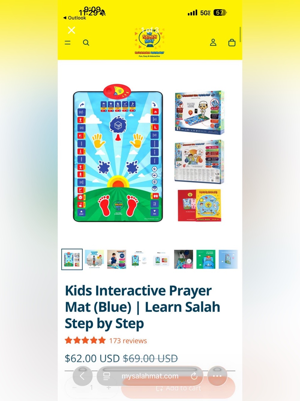 Interactive Kids Prayer Mat - Blue | Learn Salah with Audio Guidance